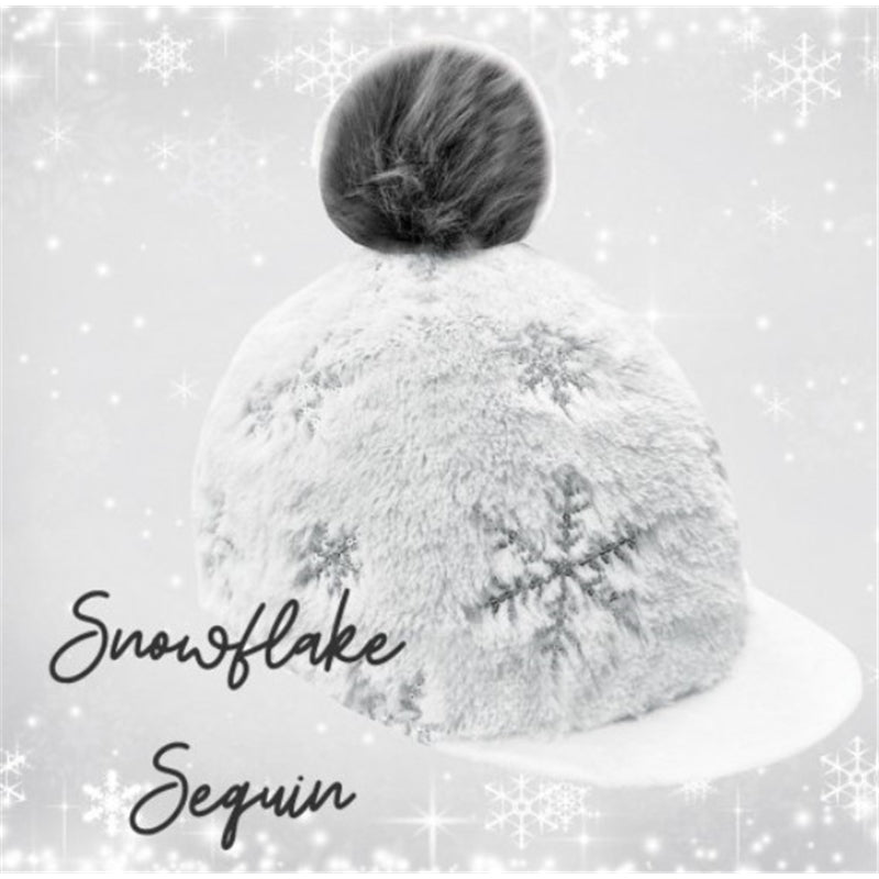 Equetech Snowflake Sequin Hat Silk, hjälmöverdrag snöflinga