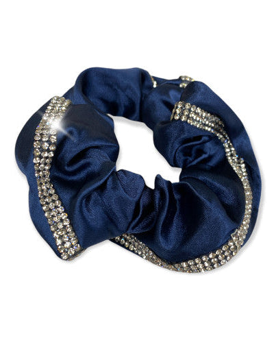 Satin Deluxe Crystal Hair Scrunchie, sammetstofs kristaller