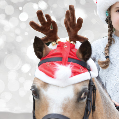 Equetech Santa Glitter Snowflake Horse Bonnet, julluva till häst