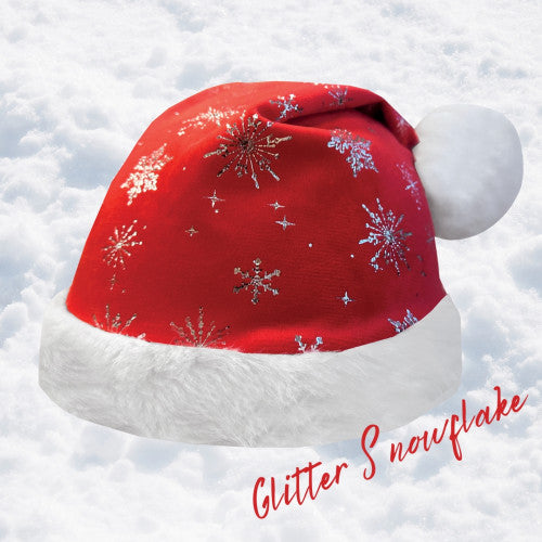 Equetech Santa Glitter Snowflake Hat Silk, hjälmöverdrag tomteluva