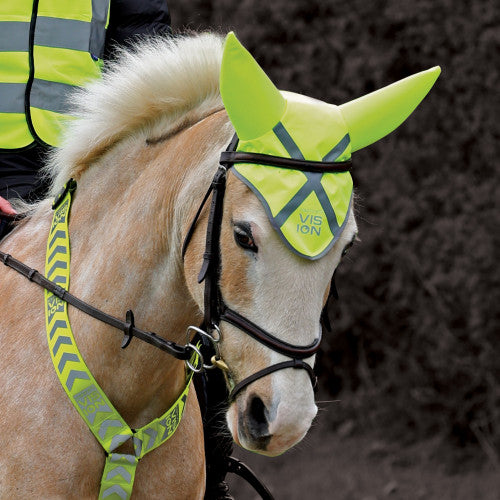 Equetech Hi-Vis Vision Acoustic Soundless Horse Ear Bonnet, reflexhuva med ljudisolerande öron