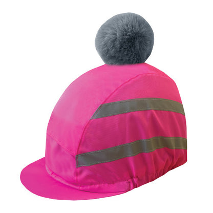 Equetech Hi-Vis Vision Water Resistant Deluxe Pom Hat Silk, reflekterande hjälmöverdrag