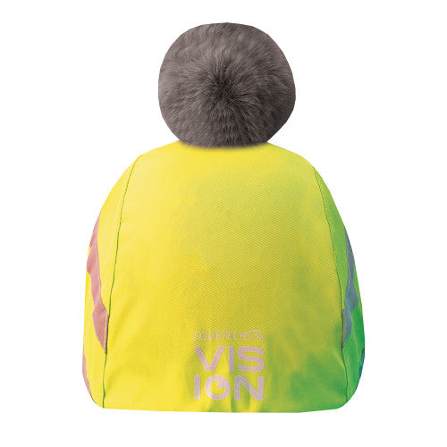 Equetech Hi-Vis Vision Water Resistant Deluxe Pom Hat Silk, reflekterande hjälmöverdrag