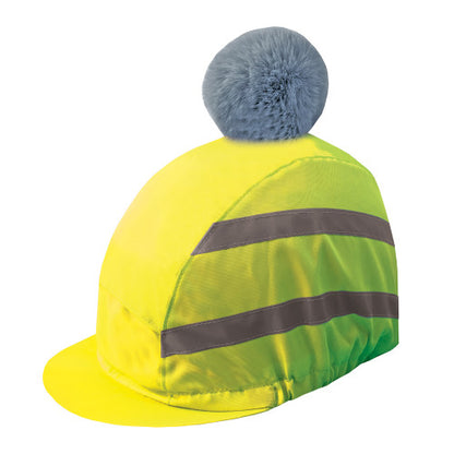 Equetech Hi-Vis Vision Water Resistant Deluxe Pom Hat Silk, reflekterande hjälmöverdrag