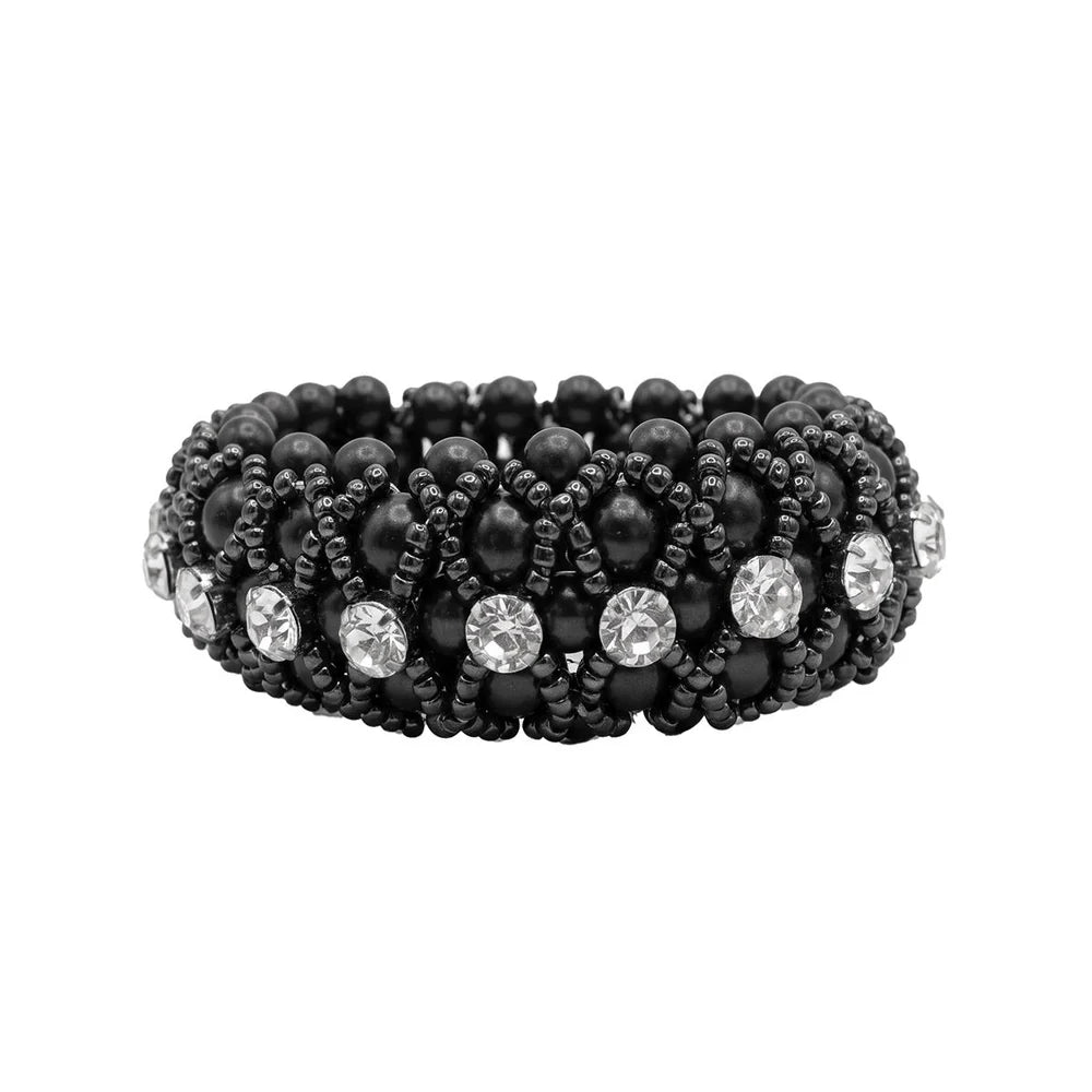 Beaded Crystal Bun Ring Scrunchie, hårsnodd för knut