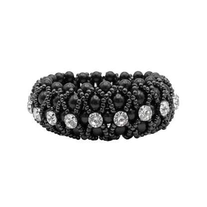Beaded Crystal Bun Ring Scrunchie, hårsnodd för knut