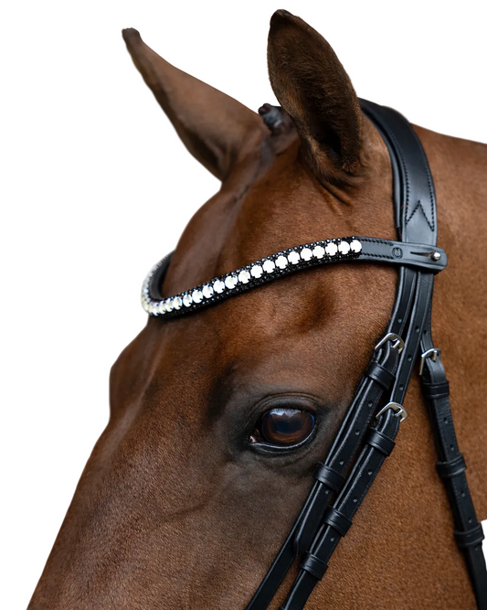 Browband Maxima, läderpannband med Rhinestones