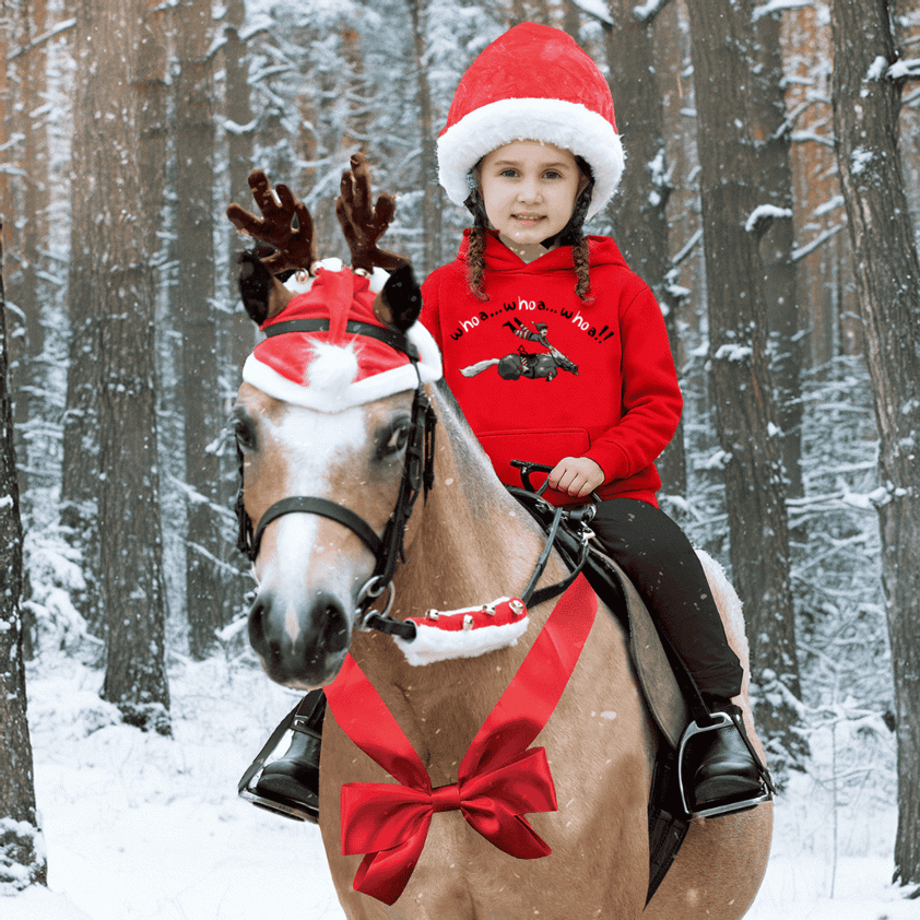 Junior Whoa! Horsey Christmas Hoodie – julig hoodie för barn