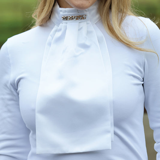 Equetech Deluxe Ready Tied Stock Rose Gold Crystal, plastrong med kardborreband