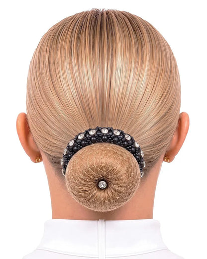 Beaded Crystal Bun Ring Scrunchie, hårsnodd för knut