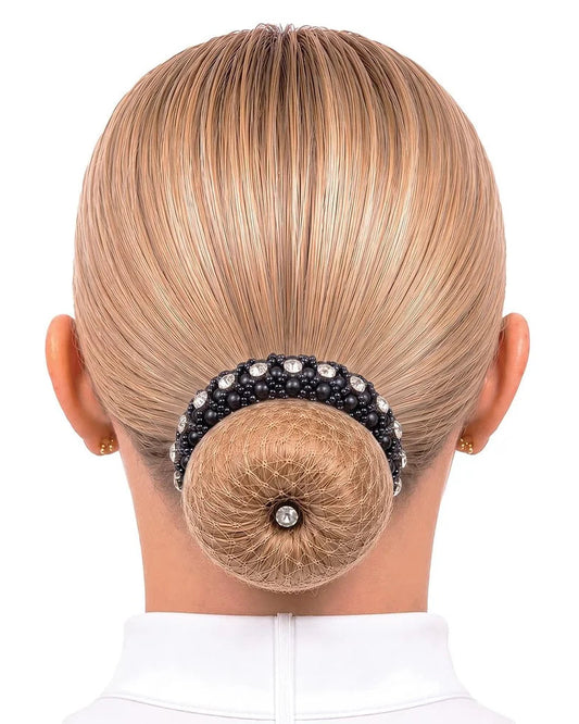 Beaded Crystal Bun Ring Scrunchie, hårsnodd för knut