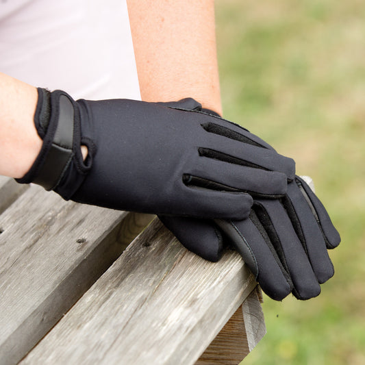 Equetech Stretch Show Gloves, ridhandskar med förstärkningar