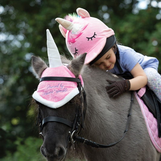 Equetech Unicorn Horse Ear Bonnet, huva för häst enhörning