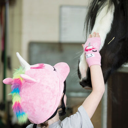 Equetech hjälmöverdrag junior barn roligt unicorn enhörning fleece